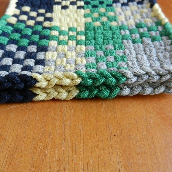 Set of 2 Handmade Artisan Cotton Woven Loomed Potholders Trivets - Picture 6 of 7